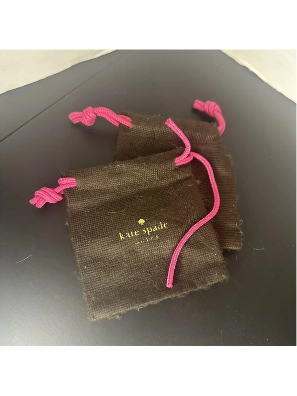 Kate Spade New York Brown Pink Gold Jewelry Dust Bag Travel Accessory (Lot Of 2)